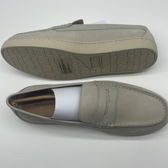 206 Collective Mens Seabeck Boat/Penny Loafer Beige Nubuck 100% Leather Size12 D - Picture 11 of 13